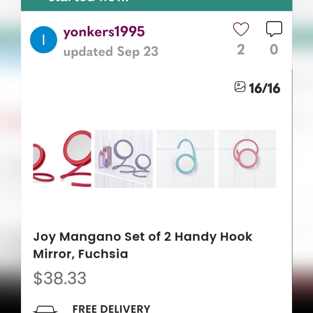 Joy Mangano Women Handy Hook Mirror Set - Purple - Picture 7 of 13